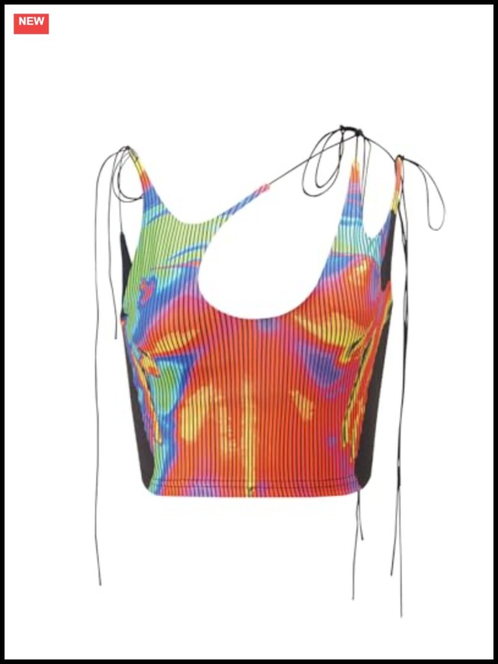 Y2K Halter Crop Top Sleeveless 3D Body Print Rave Party Club Tank